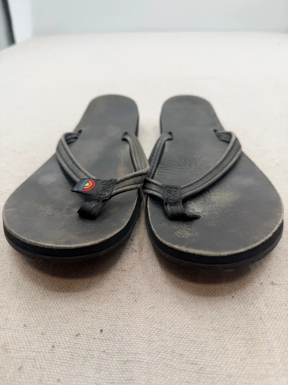 Rainbow Men's Black Double-Strap Flip Flop Sandals